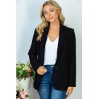 Being The Boss Long Sleeve Solid Woven Blazer (Multiple Color Options)