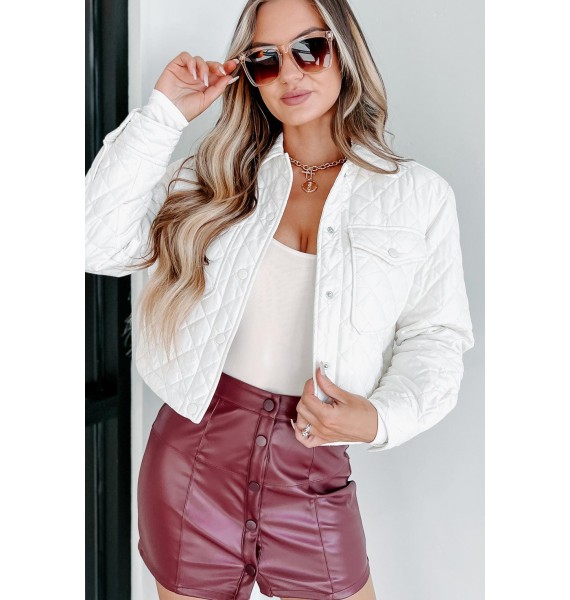 Changing Seasons Cropped Quilted Jacket (Ivory)