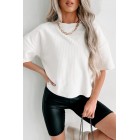 Corded Short Sleeve Top (Ivory)