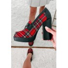 Princeton Prep Heeled Platform Loafers (Red Plaid)