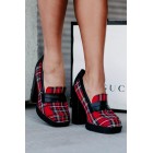 Princeton Prep Heeled Platform Loafers (Red Plaid)