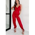 Boss You Around Surplice Jumpsuit (Red)