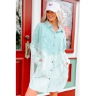 Feeling Light Hearted Bleach Dye Shirt Dress (Blue)