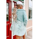 Feeling Light Hearted Bleach Dye Shirt Dress (Blue)