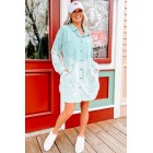 Feeling Light Hearted Bleach Dye Shirt Dress (Blue)