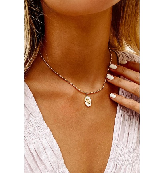 Every Rose Charm Necklace (Gold/White)