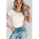 Chancy NanaMacs Original Short Sleeve Scoop Back Bodysuit (Cream)