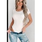 Chancy NanaMacs Original Short Sleeve Scoop Back Bodysuit (Cream)