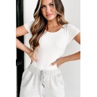 Chancy NanaMacs Original Short Sleeve Scoop Back Bodysuit (Cream)