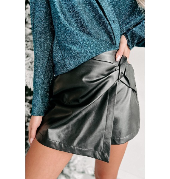 Don't Be Shady Faux Leather Mini Skort (Black)