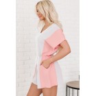 Finding Meaning Colorblock Romper (Peach)