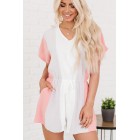 Finding Meaning Colorblock Romper (Peach)