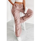 Addicted To Adventure High Rise Nylon Cargo Pants (Pale Rose)