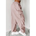 Addicted To Adventure High Rise Nylon Cargo Pants (Pale Rose)