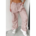 Addicted To Adventure High Rise Nylon Cargo Pants (Pale Rose)