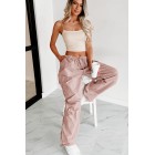 Addicted To Adventure High Rise Nylon Cargo Pants (Pale Rose)