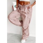 Addicted To Adventure High Rise Nylon Cargo Pants (Pale Rose)