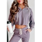 Comfortably Cool Zip-Front Crop Hoodie & Jogger Set (Dusty Purple)