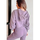 Comfortably Cool Zip-Front Crop Hoodie & Jogger Set (Dusty Purple)