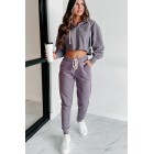 Comfortably Cool Zip-Front Crop Hoodie & Jogger Set (Dusty Purple)