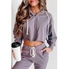 Comfortably Cool Zip-Front Crop Hoodie & Jogger Set (Dusty Purple)