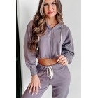 Comfortably Cool Zip-Front Crop Hoodie & Jogger Set (Dusty Purple)