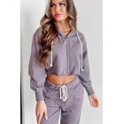 Comfortably Cool Zip-Front Crop Hoodie & Jogger Set (Dusty Purple)