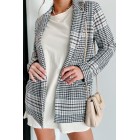 Calculating Moves Plaid Open Front Blazer (Ivory/Brown)