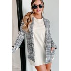 Calculating Moves Plaid Open Front Blazer (Ivory/Brown)