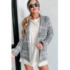 Calculating Moves Plaid Open Front Blazer (Ivory/Brown)