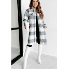 Just Be Sure Long Plaid Shacket (Blue/Mocha/White)