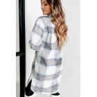 Just Be Sure Long Plaid Shacket (Blue/Mocha/White)