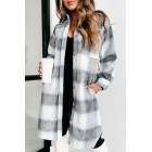 Just Be Sure Long Plaid Shacket (Blue/Mocha/White)