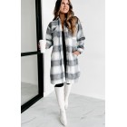 Just Be Sure Long Plaid Shacket (Blue/Mocha/White)