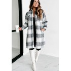 Just Be Sure Long Plaid Shacket (Blue/Mocha/White)