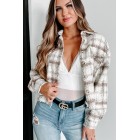 Dreams And Aspirations Plaid Shacket (Cream/Brown)