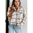 Dreams And Aspirations Plaid Shacket (Cream/Brown)