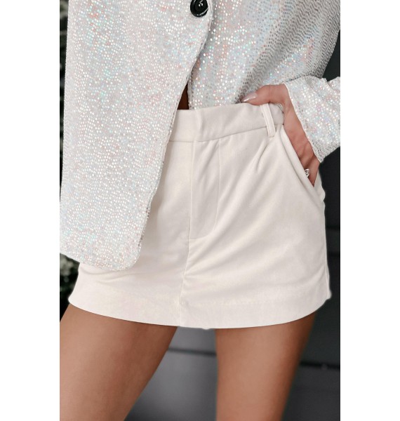 Bring You Serenity Faux Suede Shorts (Cream)