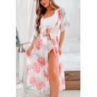 Focused On Love Tie-Front Floral Kimono (Ivory)