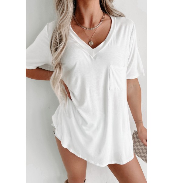 V-Neck Pocket Tee (Ivory)