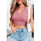 Cali Dreaming Crochet Lace Crop Top (Mauve)