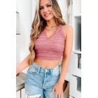 Cali Dreaming Crochet Lace Crop Top (Mauve)