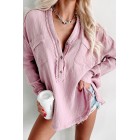 Casual Perfection Textured Long Sleeve Top (Purple)