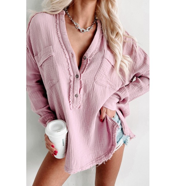 Casual Perfection Textured Long Sleeve Top (Purple)