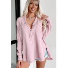 Casual Perfection Textured Long Sleeve Top (Purple)