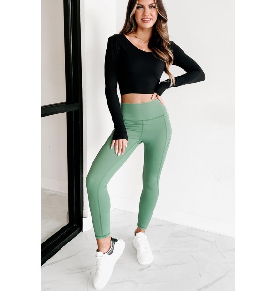 Personal Best High Waist Side Pocket Leggings (Green)