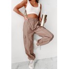 Celia Nylon Cargo Pants (Mocha)