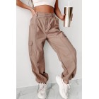 Celia Nylon Cargo Pants (Mocha)