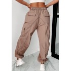 Celia Nylon Cargo Pants (Mocha)