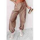 Celia Nylon Cargo Pants (Mocha)